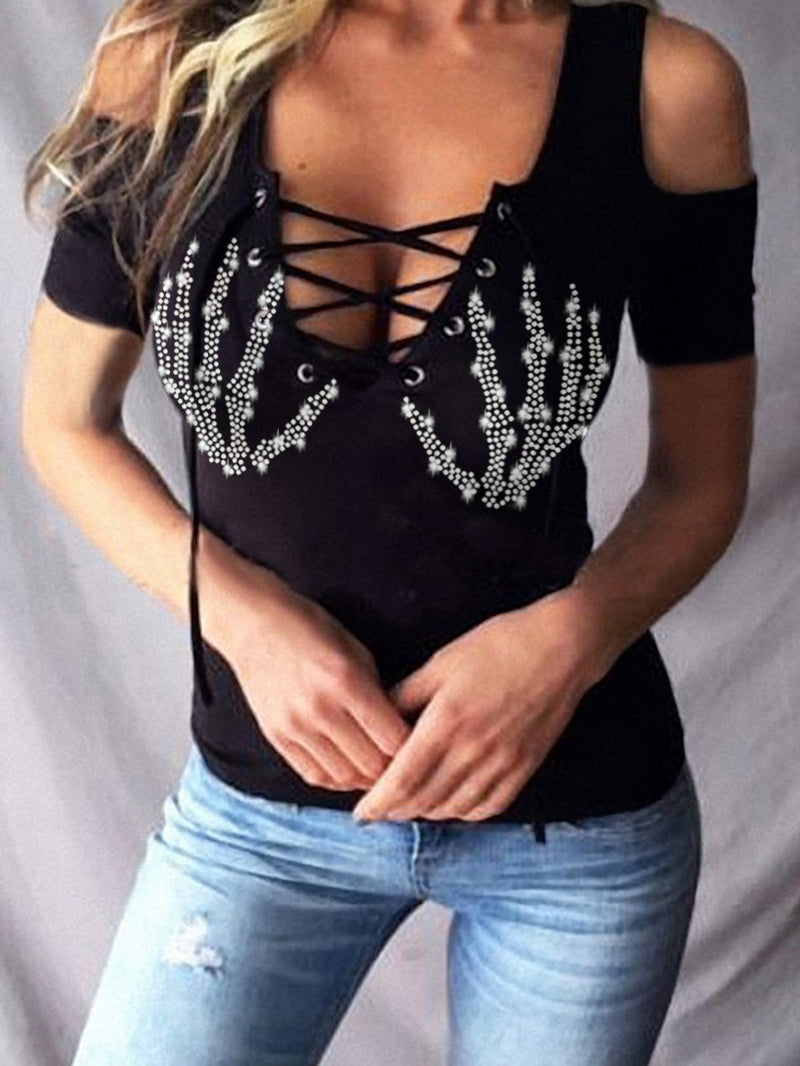 Strap Off-The-Shoulder Printed T-Shirt