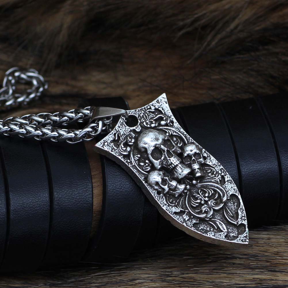 Gothic Viking Skulls Pendant Necklace