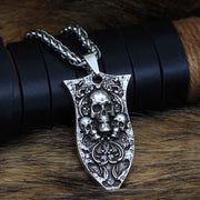 Collier pendentif gothique crânes vikings 
