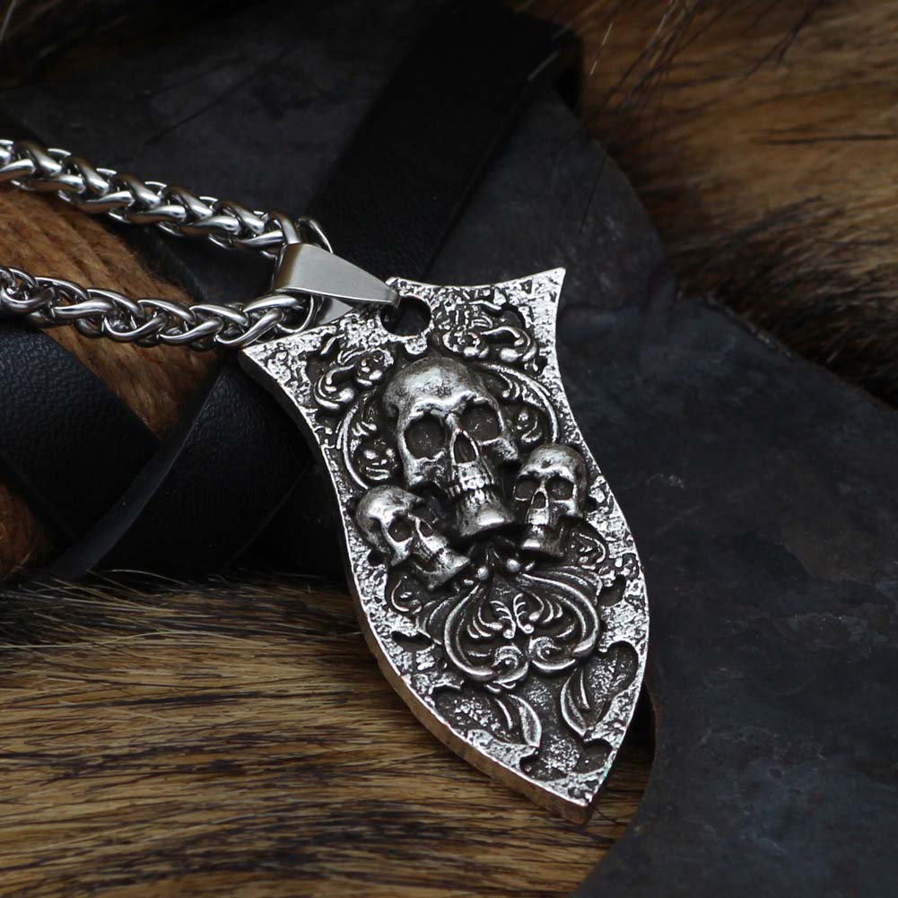 Gothic Viking Skulls Pendant Necklace