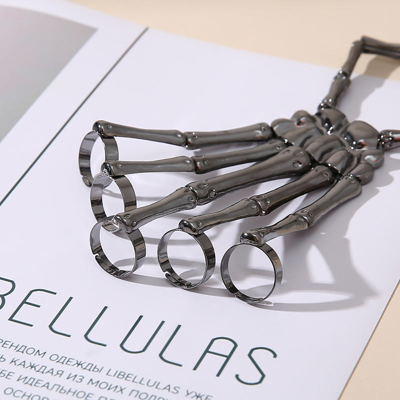 Punk Skull Hand Finger Ring Bracelet