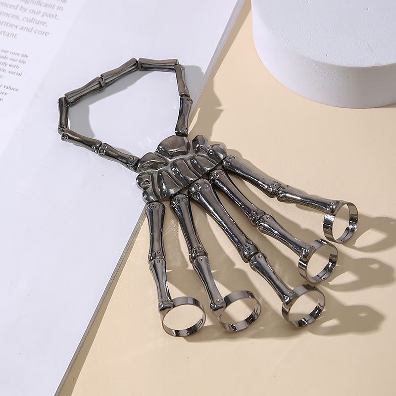 Punk Skull Hand Finger Ring Bracelet