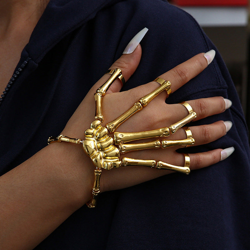 Punk Skull Hand Finger Ring Bracelet