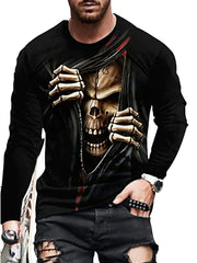 Men's skull print long sleeve T-shirt