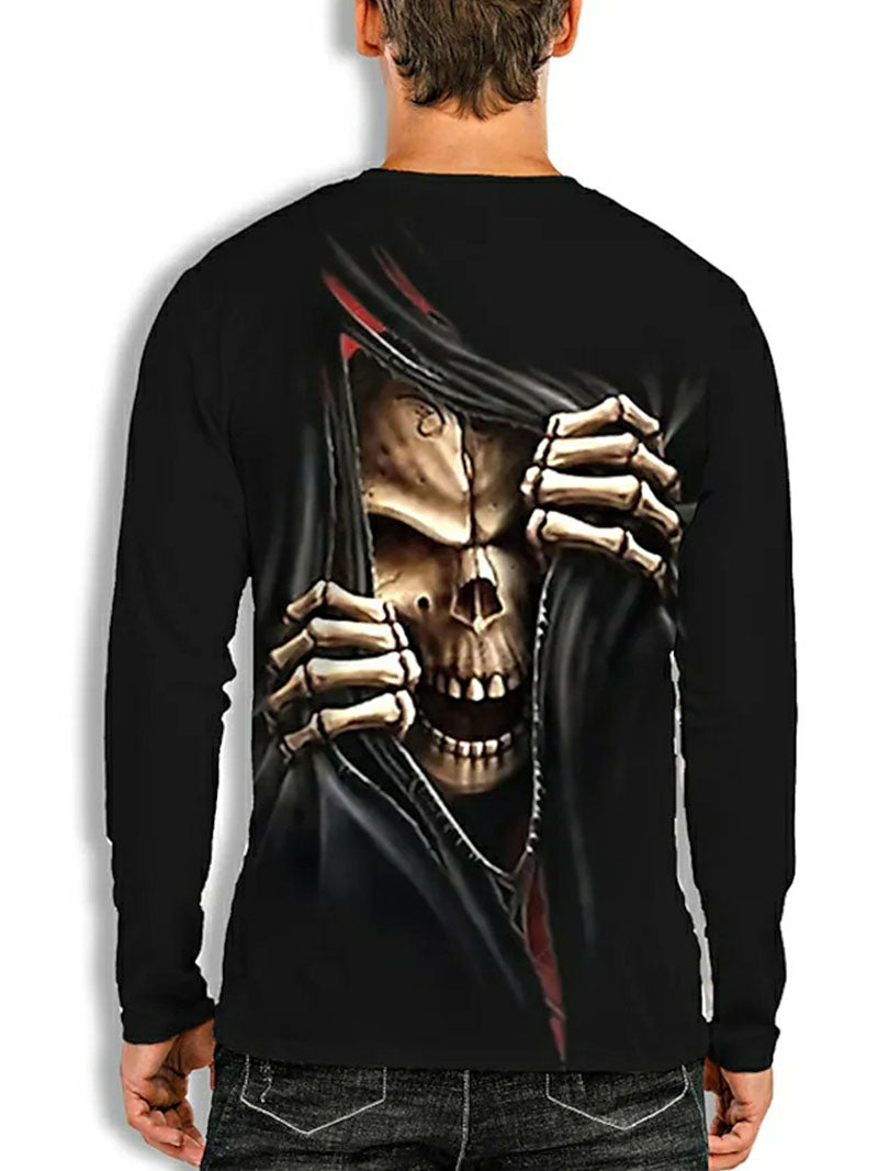 Men's skull print long sleeve T-shirt