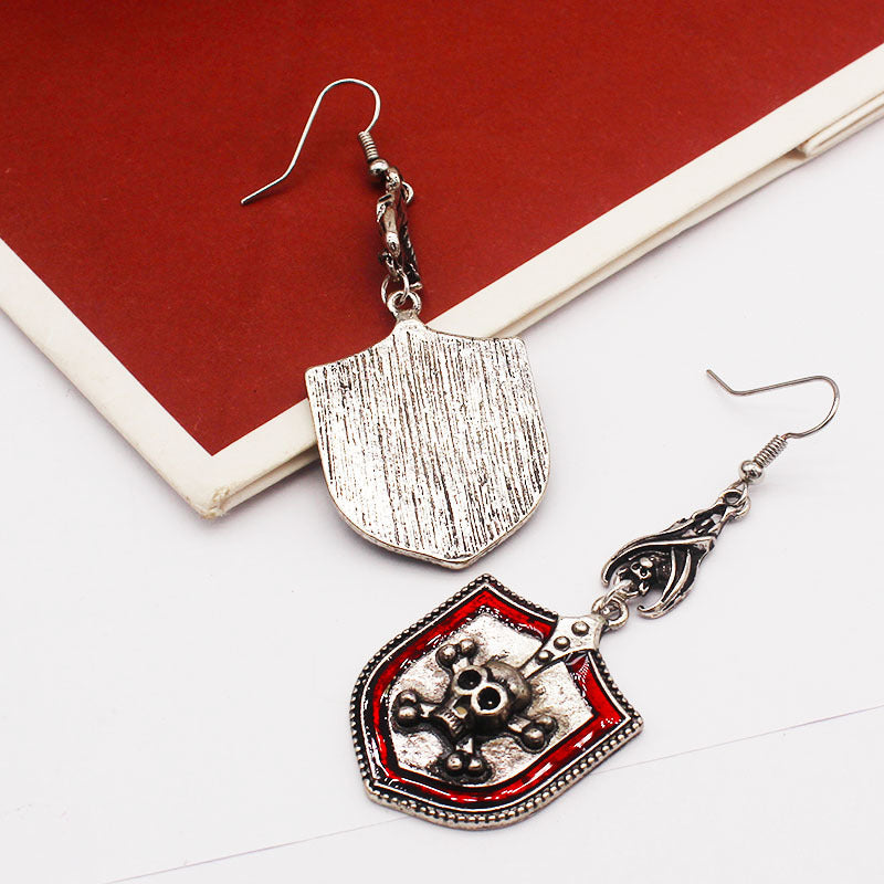 Bloody Skull Shield Drop Earrings