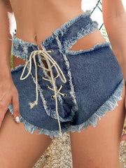Sexy Lace-up Tassel Super Short Shorts