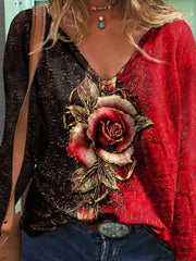 T-shirt à manches longues Rose à la mode 