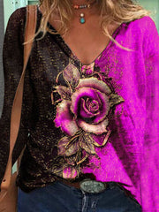 Fashion Rose Long Sleeve T-shirt