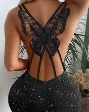 Sexy Back Hollow Butterfly Dress
