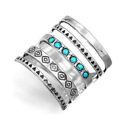 Bohemian Style Carved Ring Hollow 925 Silver Ring