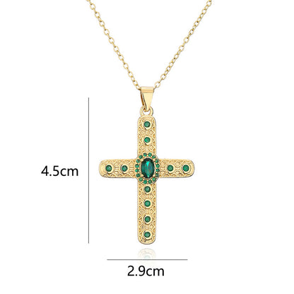 Collier pendentif croix religieuse en zircon 