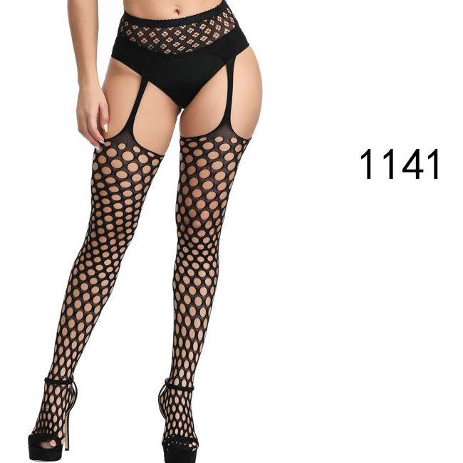 Sexy Lace Suspender Jacquard Hollow Fishnet Stockings