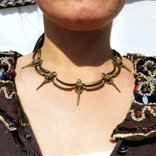 Collier gothique rétro crâne d'oiseau 