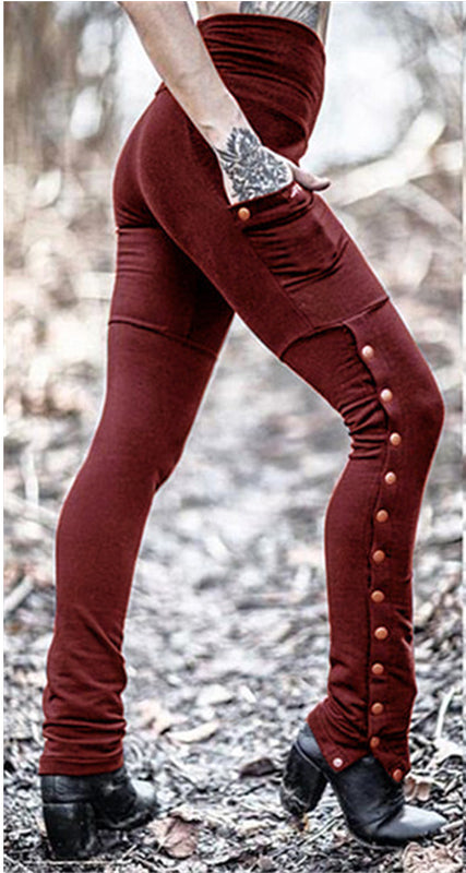 Women's Rivet Split Sexy Slim Stretch Leggings