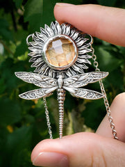 Sunflower Dragonfly Necklace