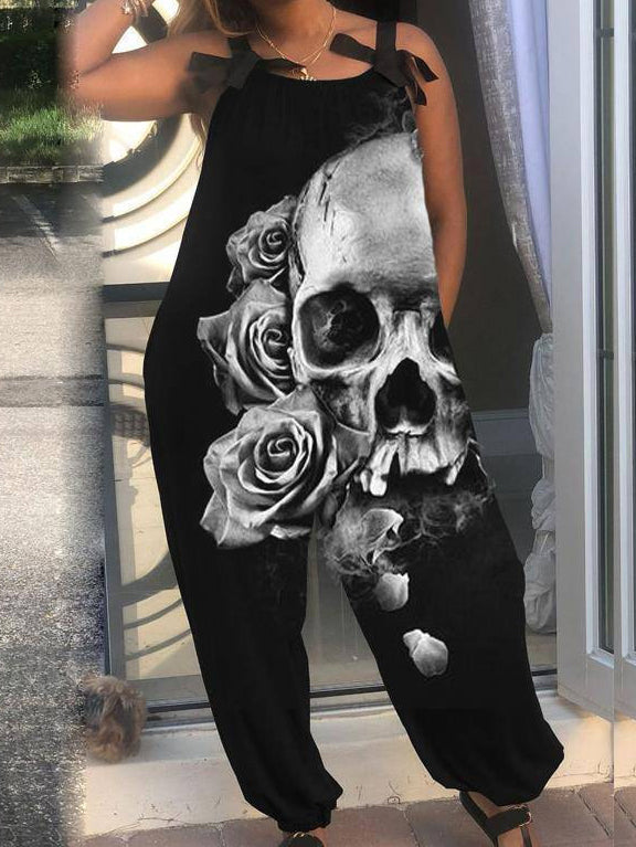 Skull Print Loose Jumpsuit