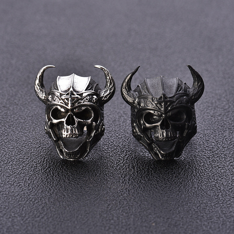 Men's Vintage Skull Helmet Ring