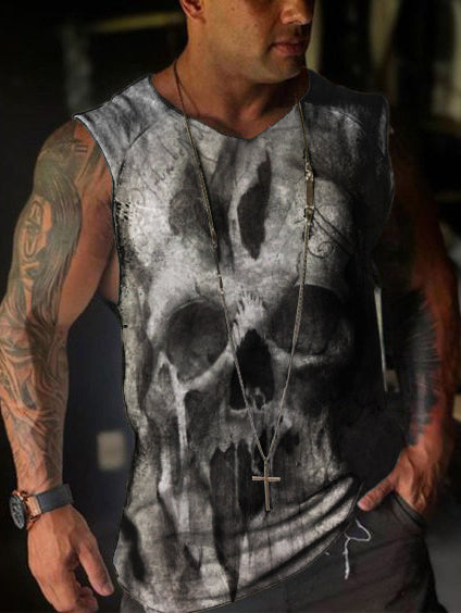 Men's Vintage Skull Print Vest