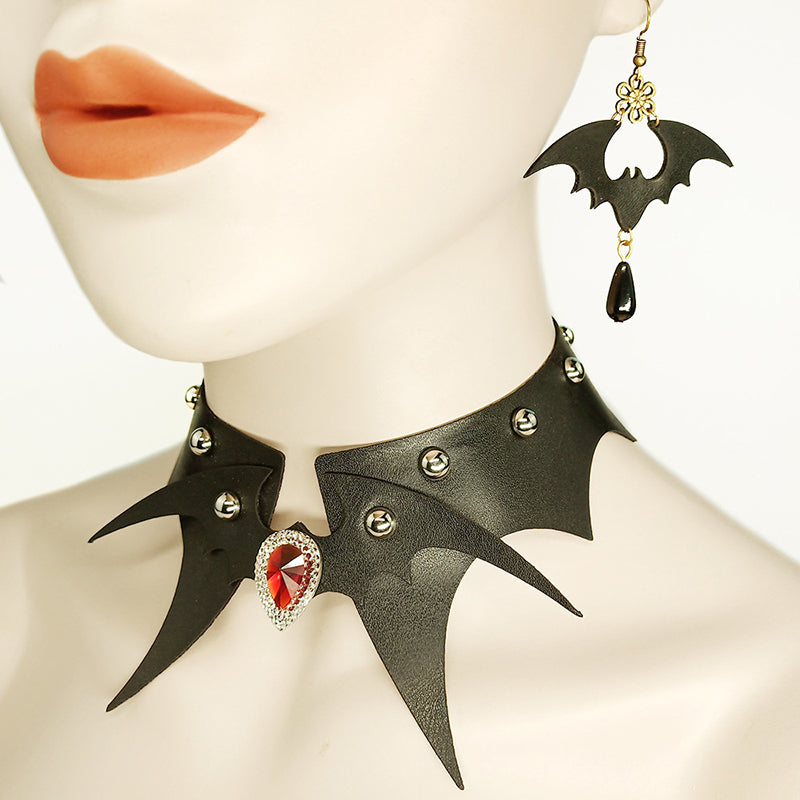 Boucles d'oreilles punk en forme de chauve-souris d'Halloween 