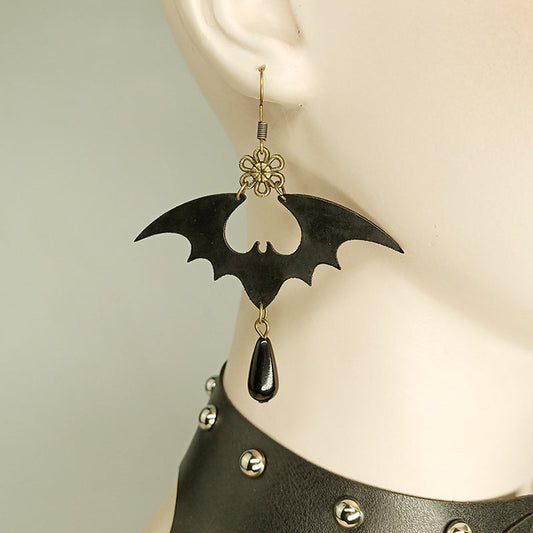 Boucles d'oreilles punk en forme de chauve-souris d'Halloween 