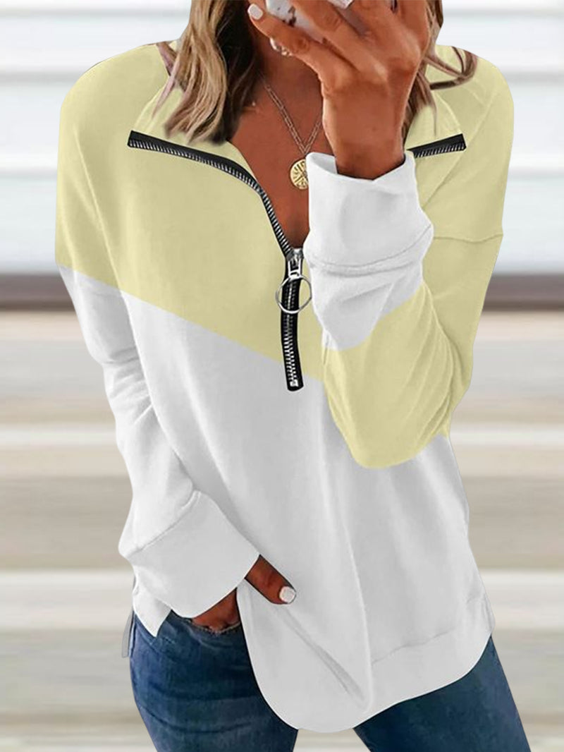 Color Block Fashion Zipper Hoodies & Sweatshirts