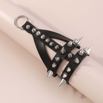 Punk Rivets Ring Leather Bracelet