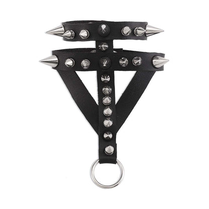 Punk Rivets Ring Leather Bracelet