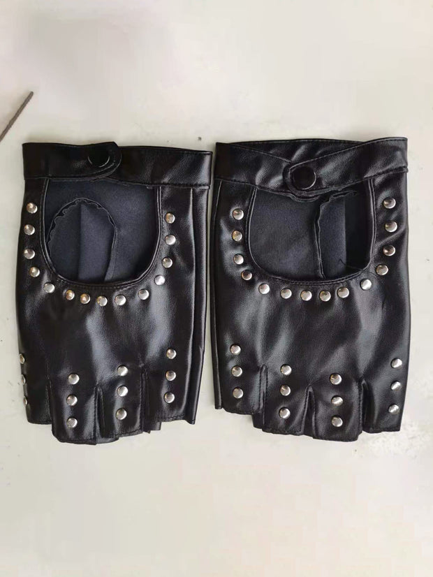 Short Half Punk Rivet Gloves