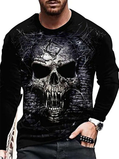 Men's Skull Print Long Sleeve T-shirt