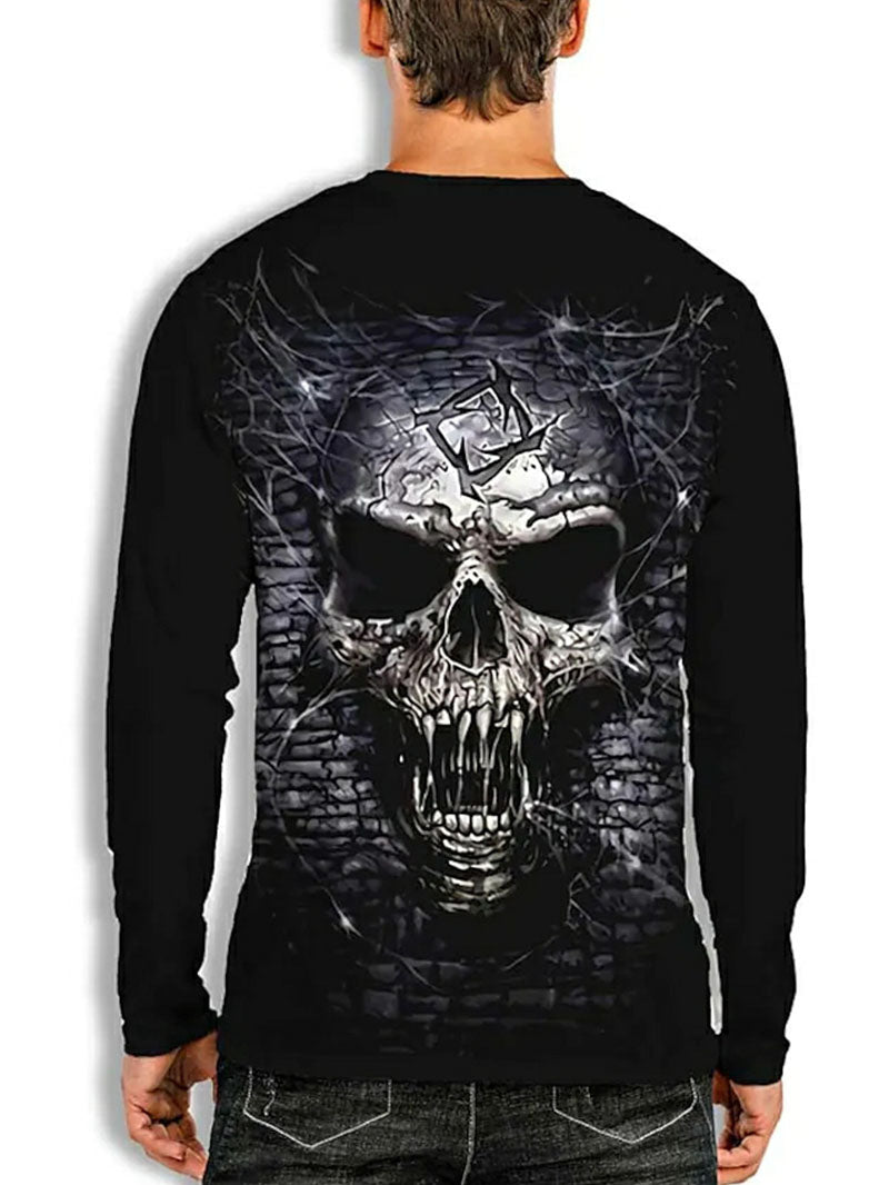 Men's Skull Print Long Sleeve T-shirt