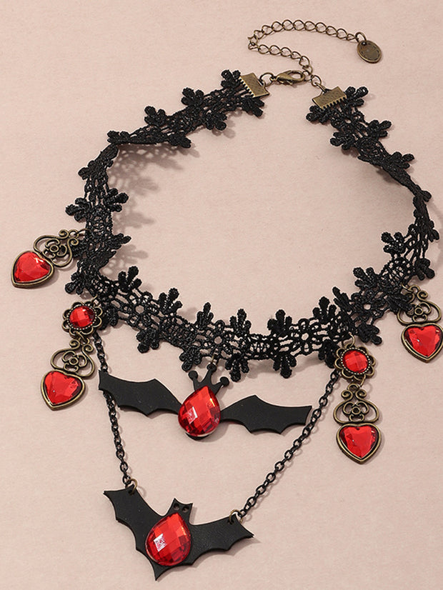 Halloween Fledermaus-Halskette mit Spitzenjuwelen 
