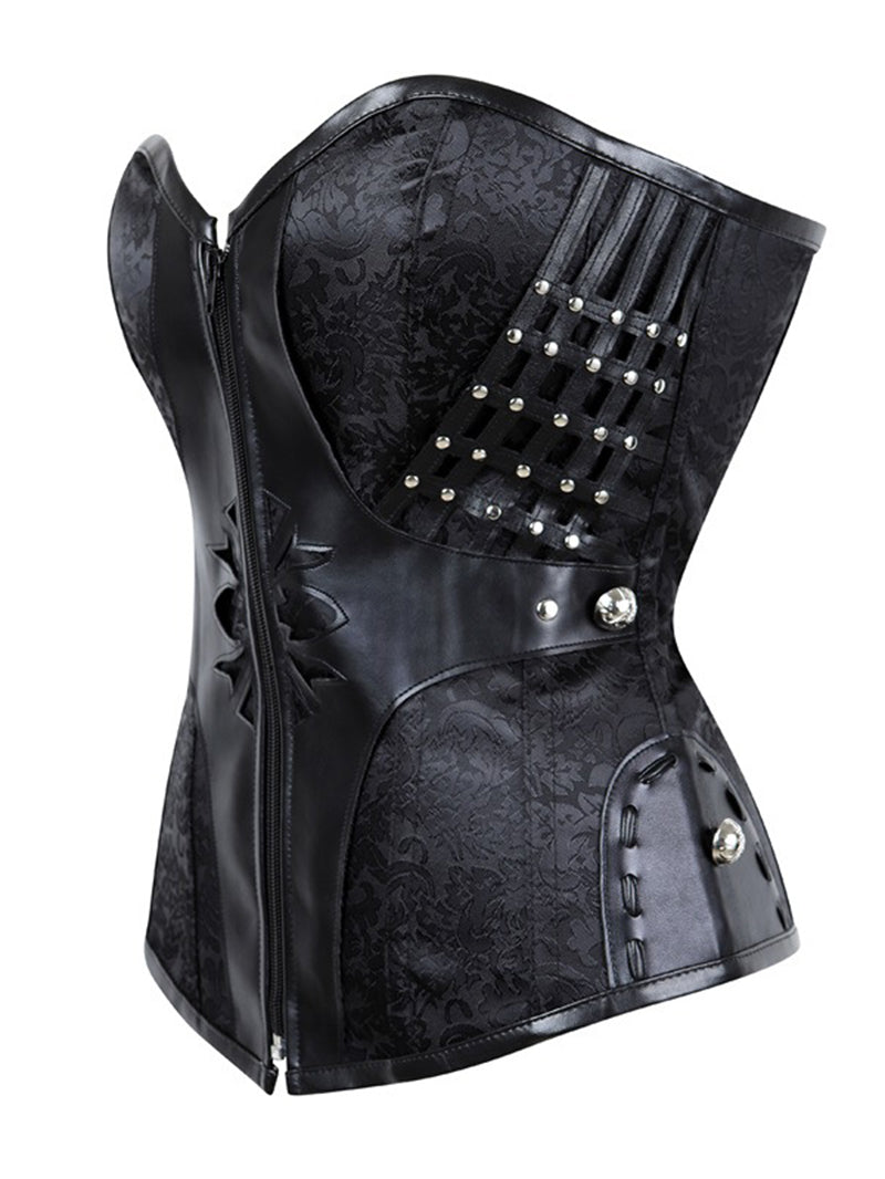 Corset punk rivet évidé pour femmes 