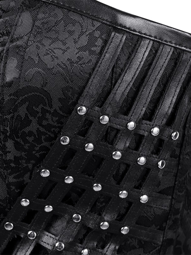 Corset punk rivet évidé pour femmes 