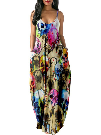 Sexy Kleid mit Strapsen und Totenkopf-Print