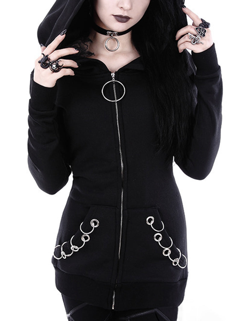 Punk Dark Metal Ringe Kapuzenpullover 