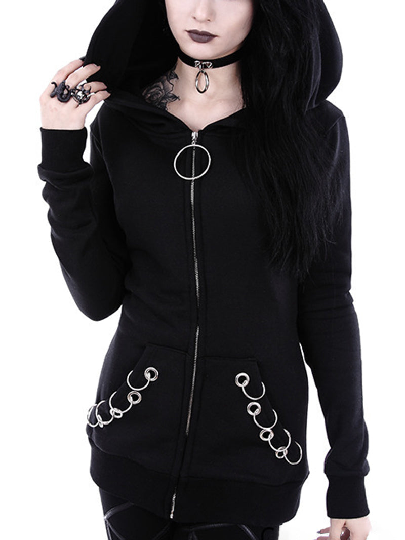 Punk Dark Metal Rings Hoodie