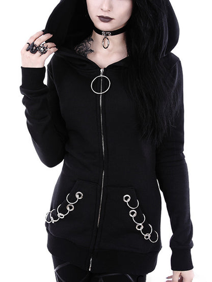 Punk Dark Metal Ringe Kapuzenpullover 