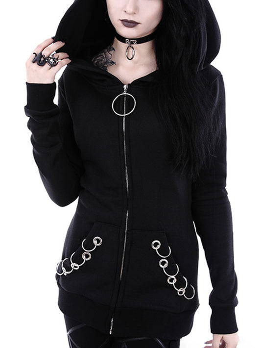 Punk Dark Metal Ringe Kapuzenpullover 