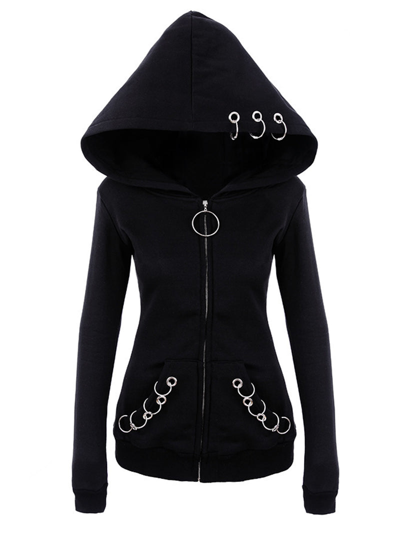 Punk Dark Metal Rings Hoodie