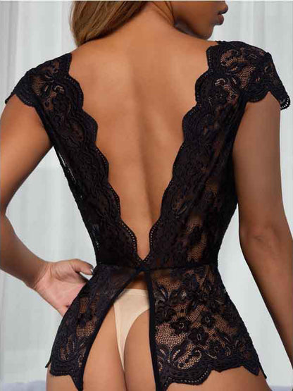 Women's Sexy Backless Deep V-neck Lace Underwear