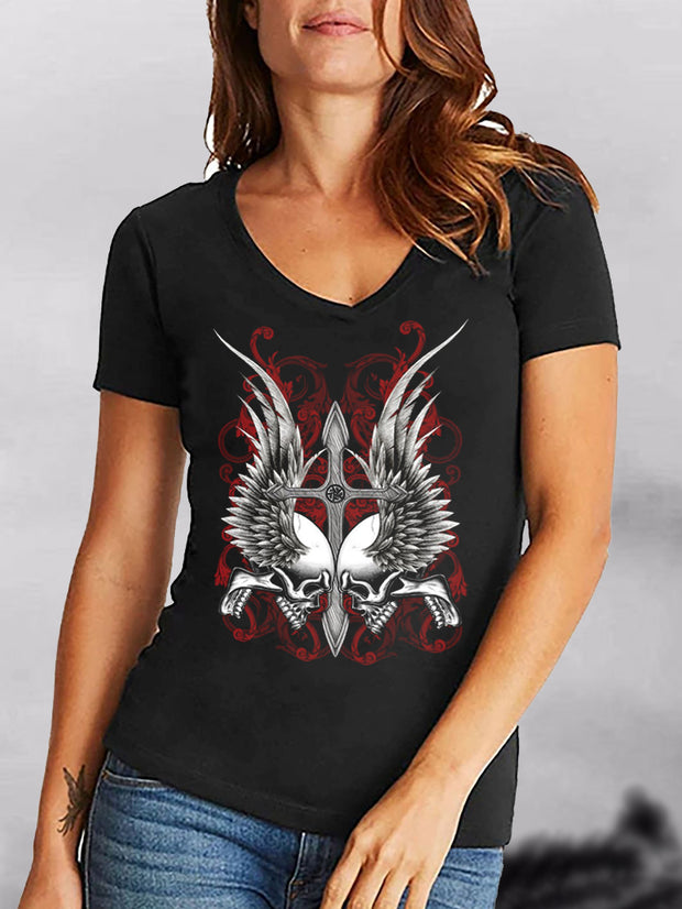 Damen T-Shirt mit Aufdruck „Fashion Wings“ 