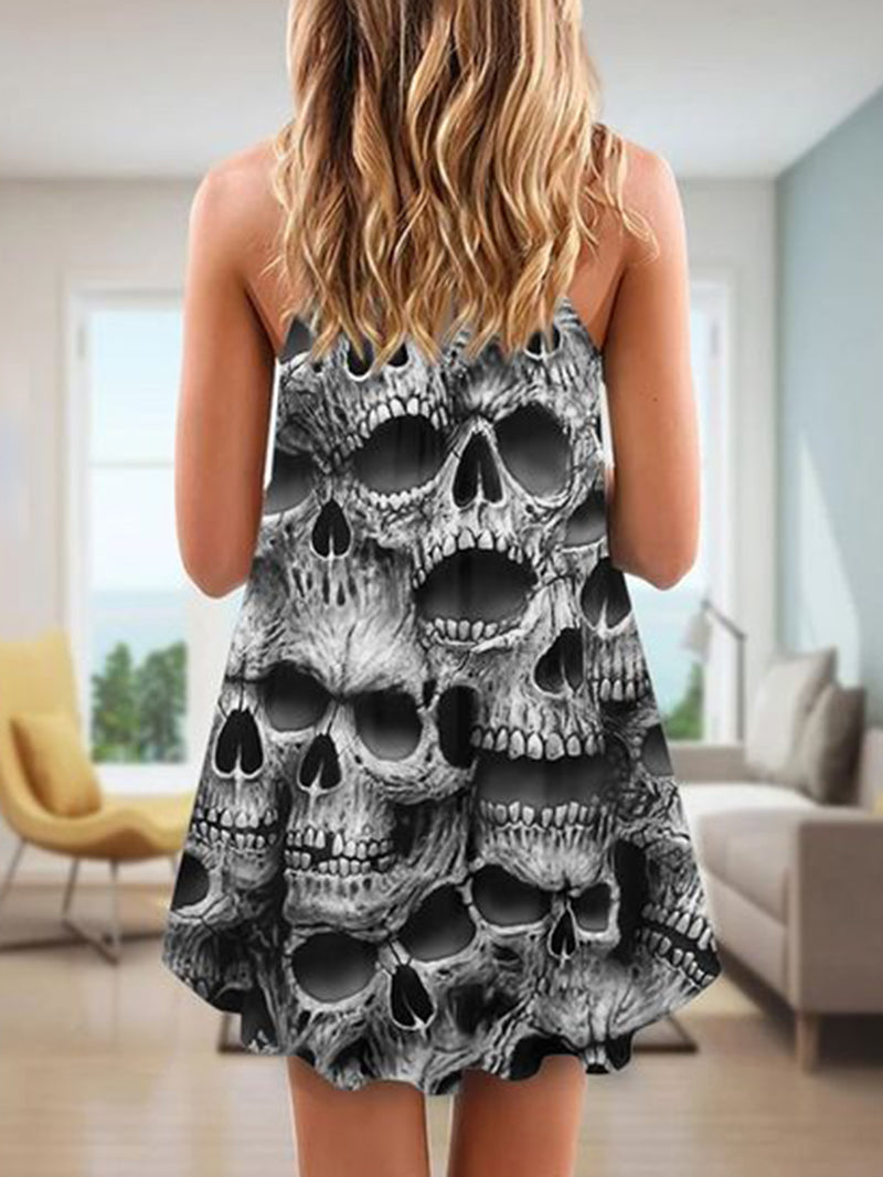 Punk Skull Printed Cami Dress