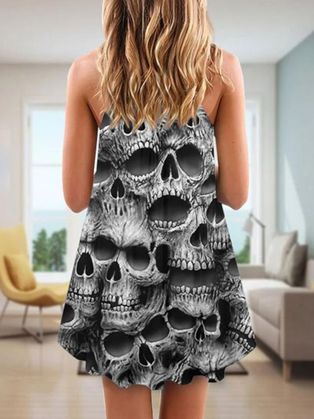 Camisole-Kleid mit Punk-Totenkopf-Print 
