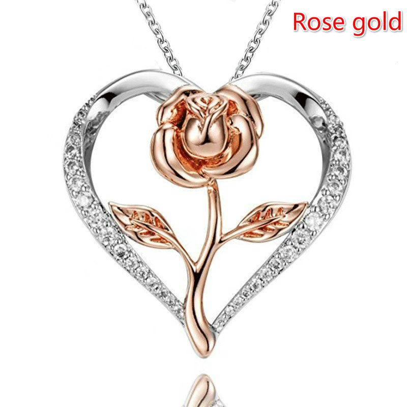 Fashion Zircon Diamond Rose Necklace