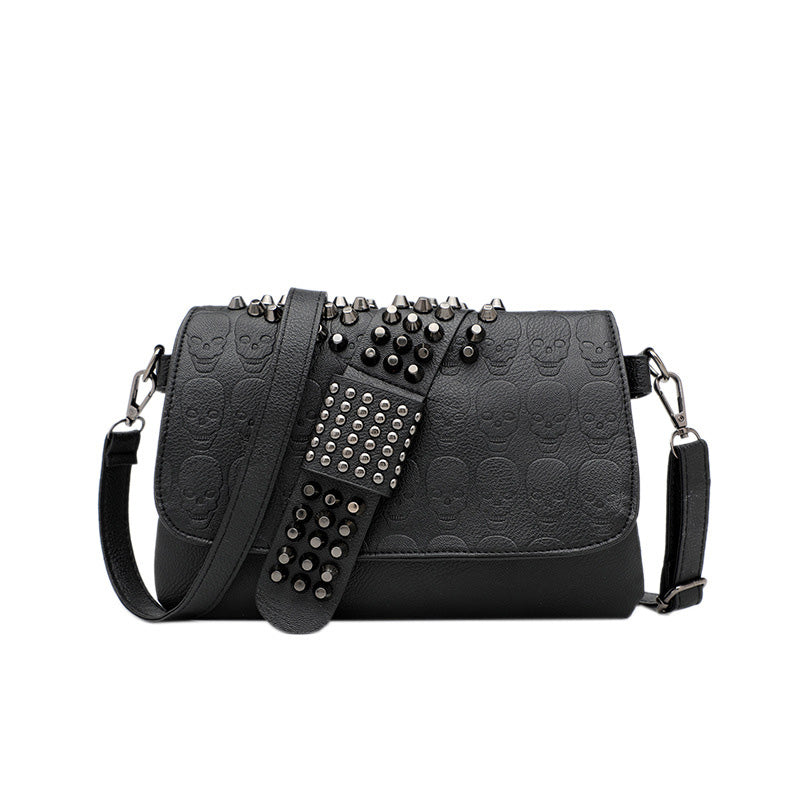 Riveted Embossed Skull Shoulder Bag