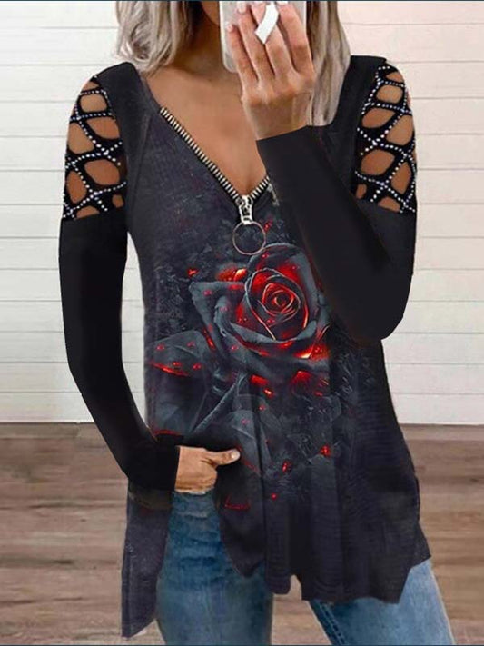 T-Shirt mit „Burning Rose“-Print 