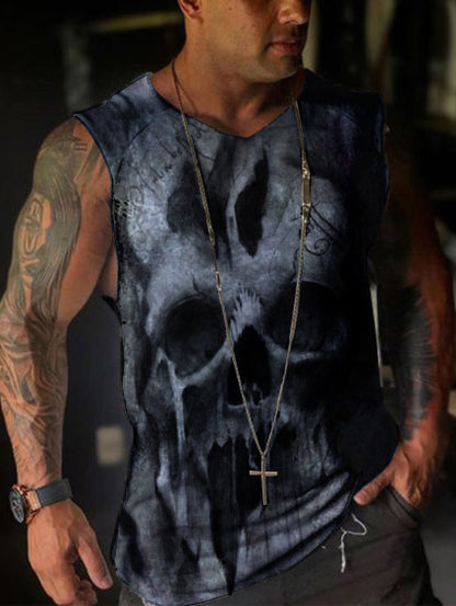 Men's Vintage Skull Print Vest