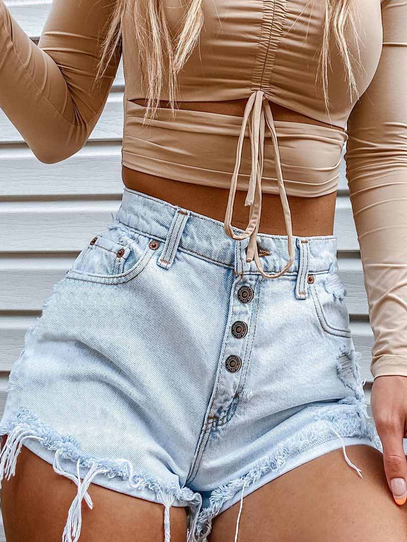 Ripped Fashion Denim Shorts