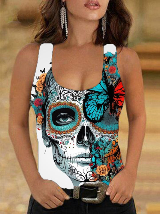 Butterfly Skull Sleeveless Vest